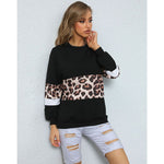 YESFASHION Women Casual Mid-length Leopard Print Sweaters