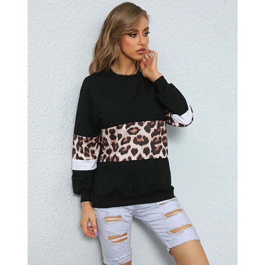 YESFASHION Women Casual Mid-length Leopard Print Sweaters