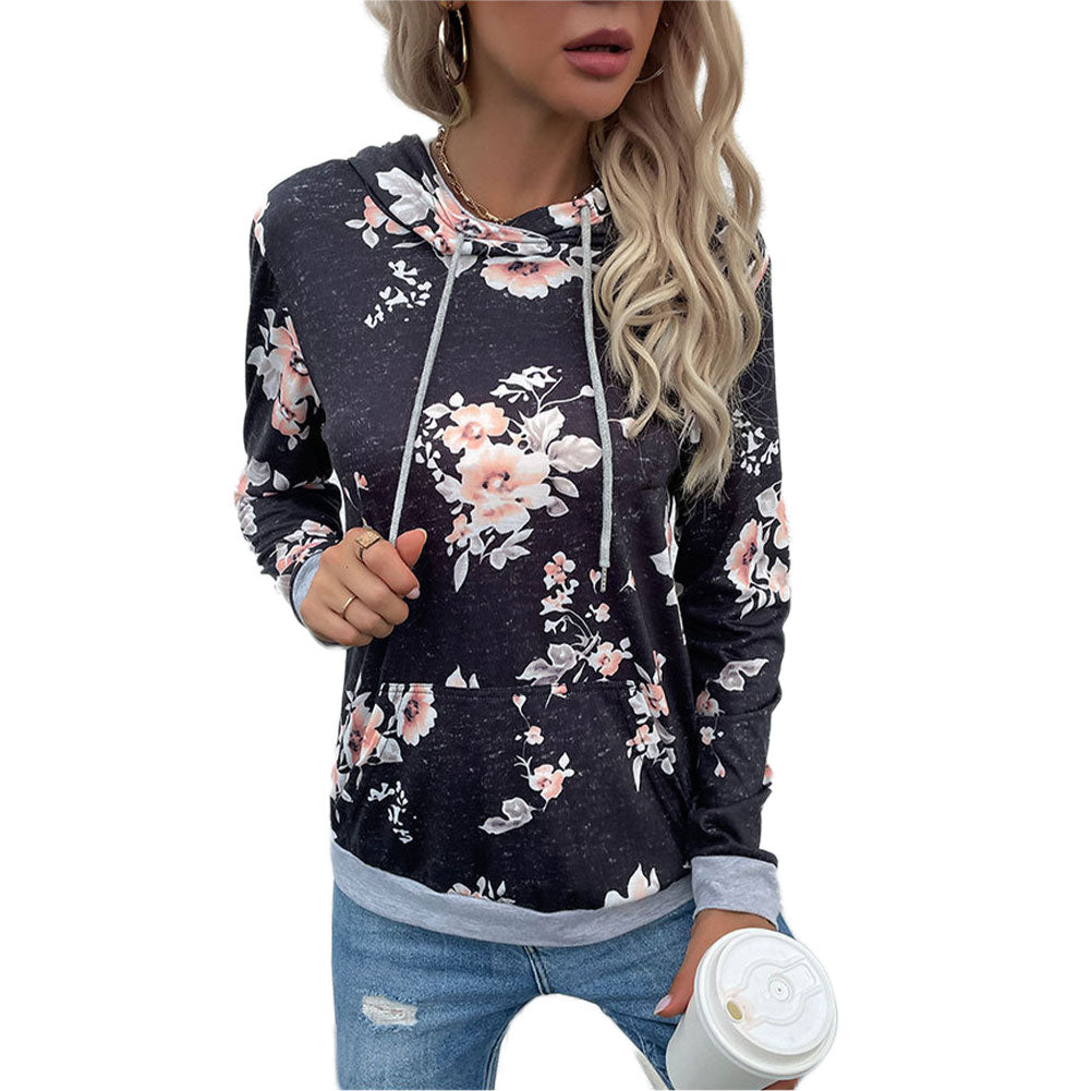 YESFASHION Women Casual Style Long-sleeved Hooded Sweatshirts