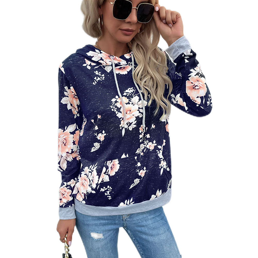 YESFASHION Women Casual Style Long-sleeved Hooded Sweatshirts