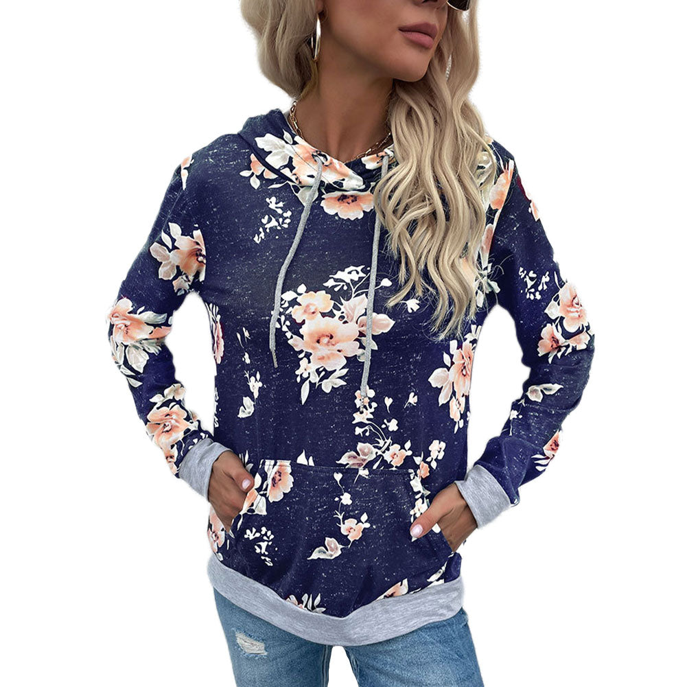 YESFASHION Women Casual Style Long-sleeved Hooded Sweatshirts