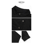 YESFASHION New Black Lapel Shirt Long Sleeve Dress PBY-108K