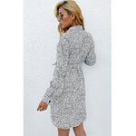 YESFASHION Fashion Women Shirt Type Long Sleeve Print Dress