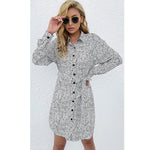 YESFASHION Fashion Women Shirt Type Long Sleeve Print Dress