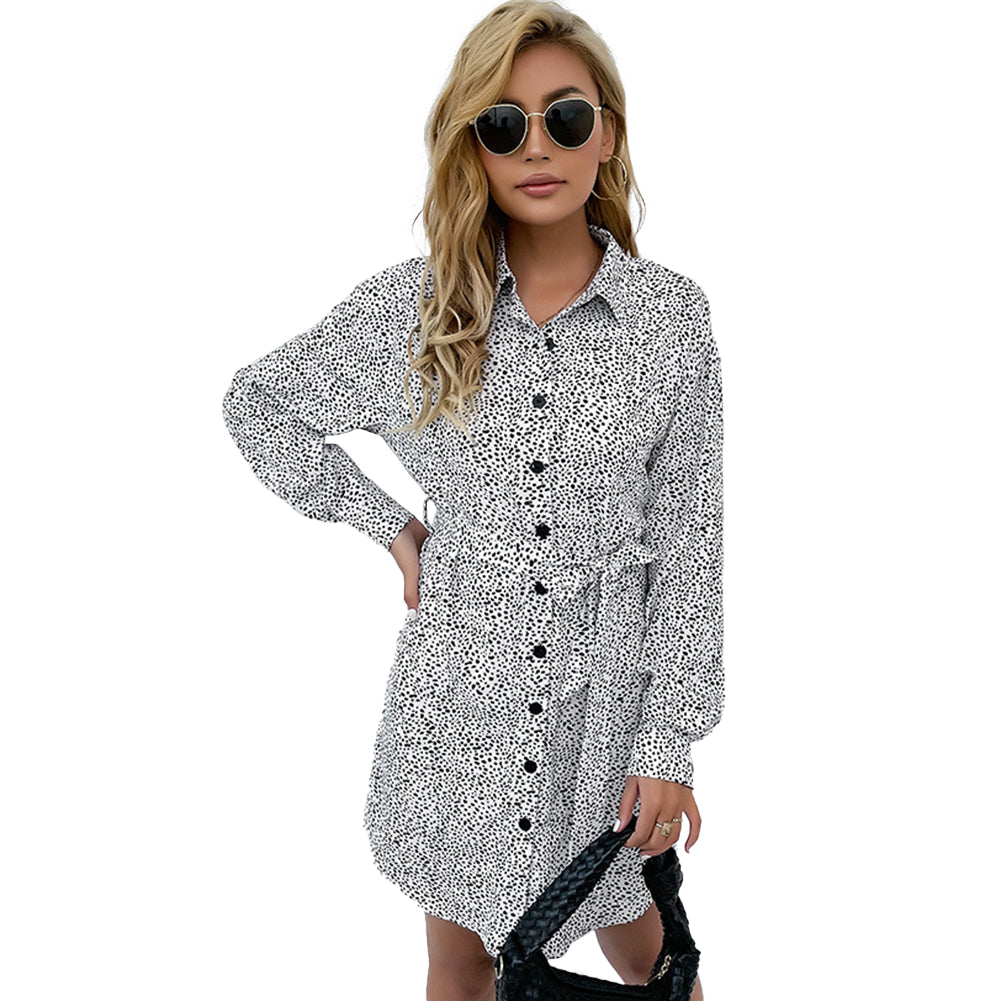 YESFASHION Fashion Women Shirt Type Long Sleeve Print Dress
