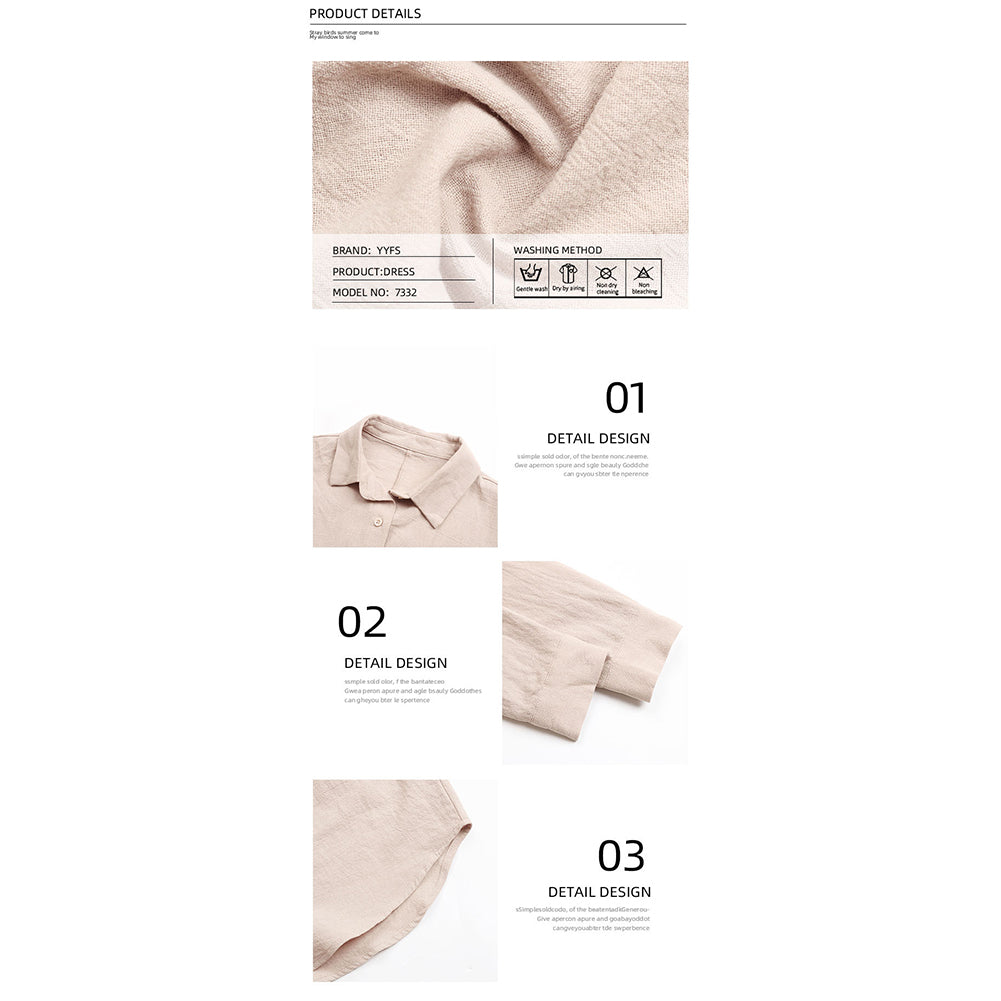 YESFASHION Fashion Women Shirt Collar Long Sleeve Pullover Dress