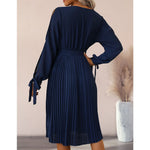 YESFASHION Women Hollow Long-sleeved Solid Color Spring Dress