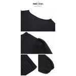 YESFASHION New Black Long Sleeve Pleated Inner Dress PBY-108T