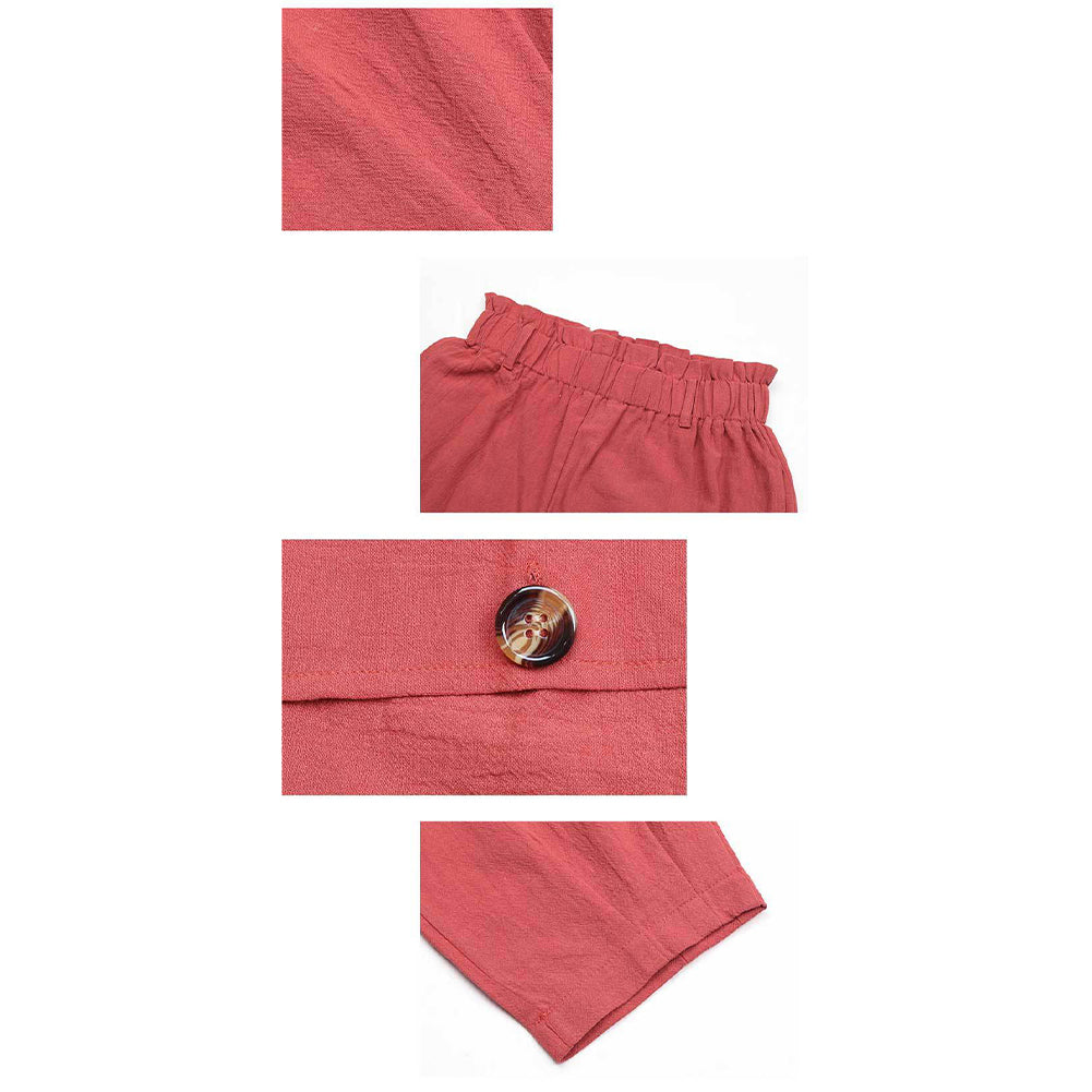 YESFASHION High Waist Casual Pants Red Skinny Cropped Pants