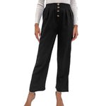 YESFASHION Solid Black Cropped Bootcut Pants