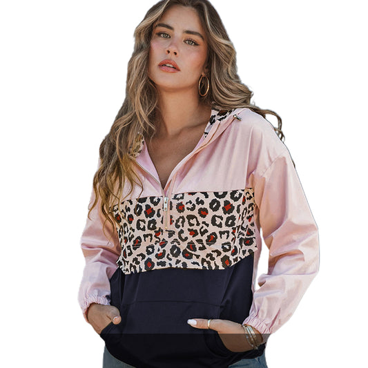 YESFASHION Women Cross-border Stitching Leopard Cardigan Sweaters