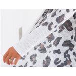 YESFASHION Winter Leopard Print Long-sleeved Cardigan Pants