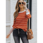 YESFASHION Striped Round Neck Bottoming Shirt Women Tops