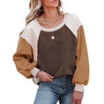 YESFASHION Fleece Lantern Sleeve Sweater Women Pullover Tops