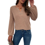 YESFASHION New Pit Strip Pullover Sweater V-neck T-shirt Knitted Tops