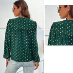 YESFASHION New Bronzing Green Long Sleeve Tops