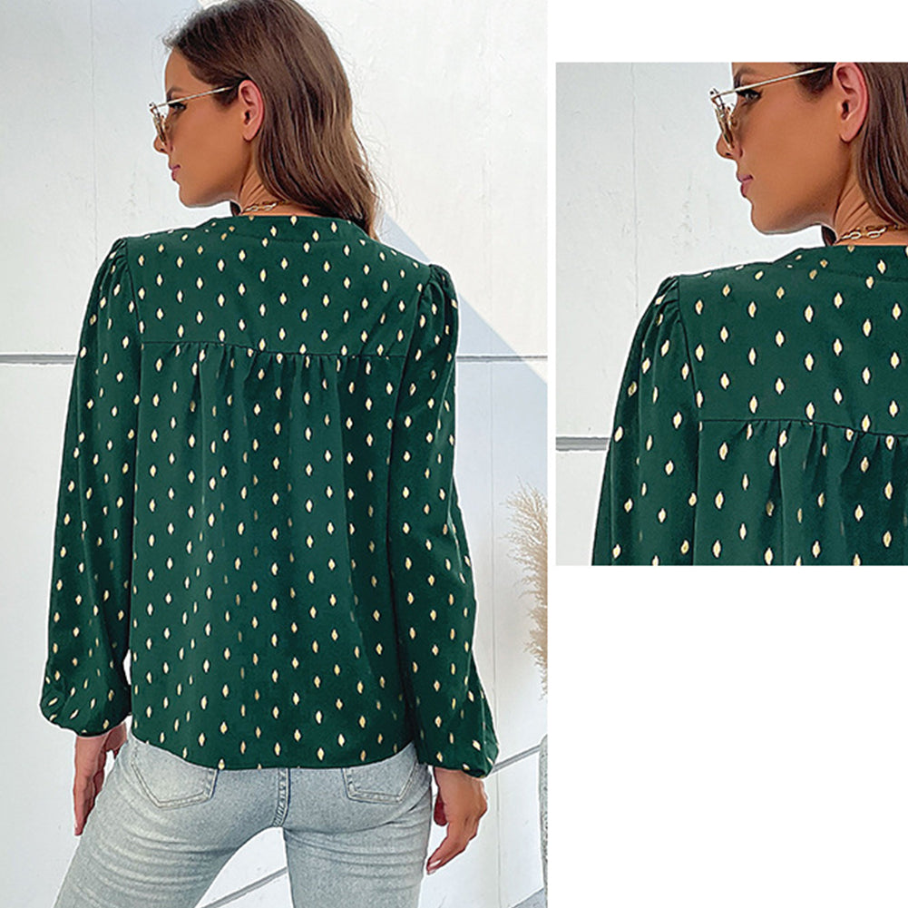 YESFASHION New Bronzing Green Long Sleeve Tops