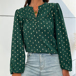YESFASHION New Bronzing Green Long Sleeve Tops