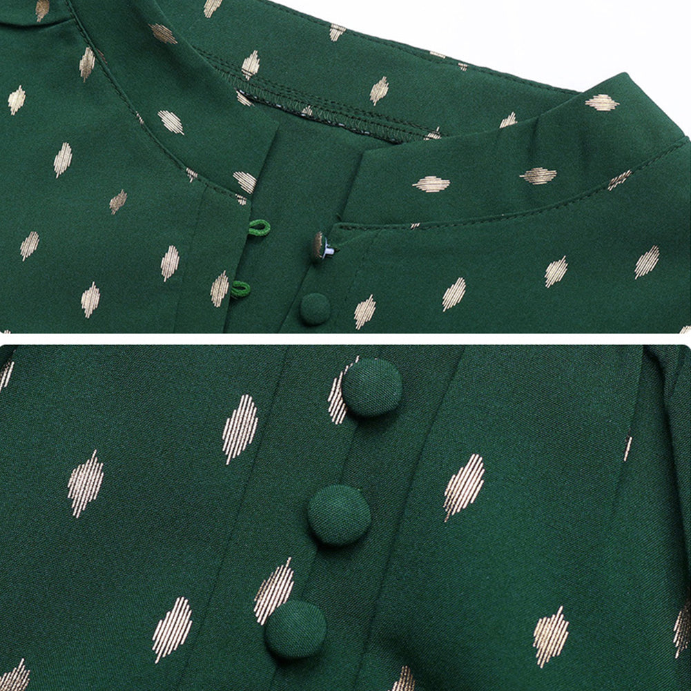 YESFASHION New Bronzing Green Long Sleeve Tops