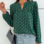 YESFASHION New Bronzing Green Long Sleeve Tops