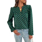 YESFASHION New Bronzing Green Long Sleeve Tops