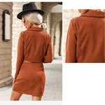 YESFASHION New Autumn And Winter Solid Color Two-piece Skirt Suit