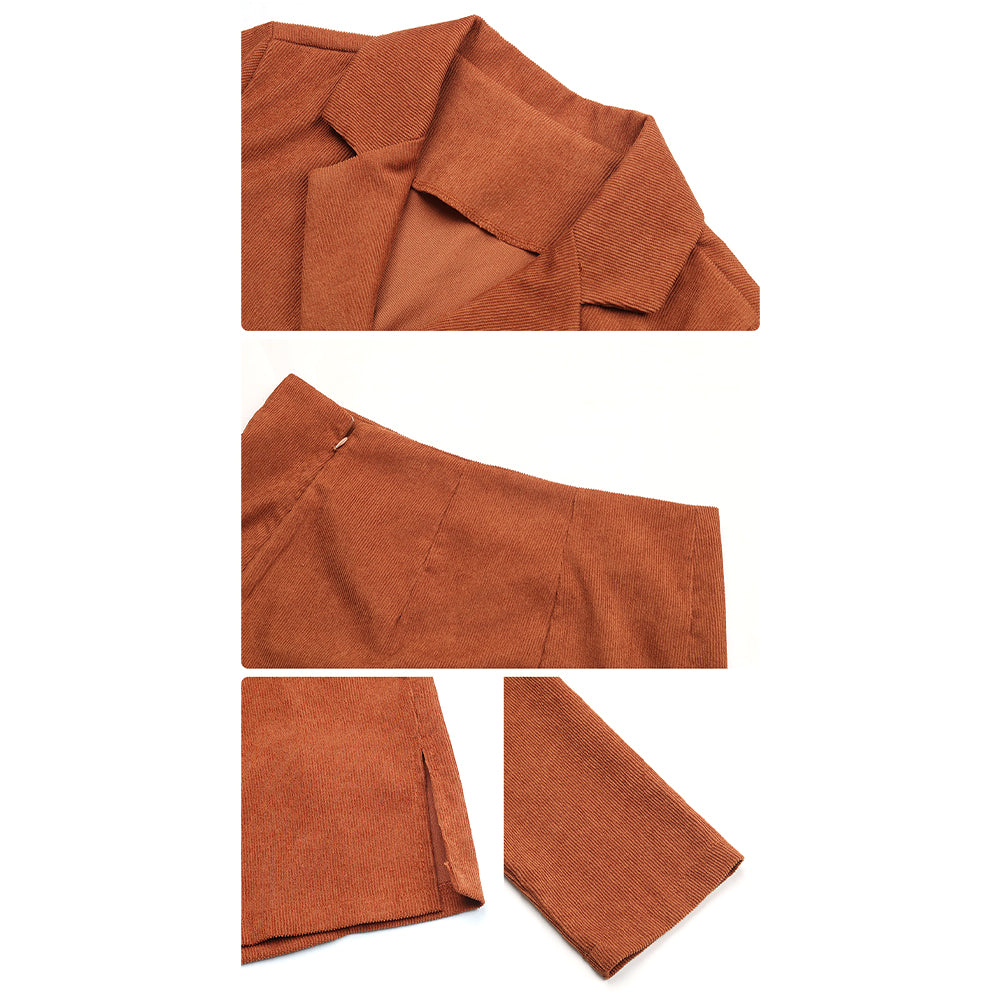 YESFASHION New Autumn And Winter Solid Color Two-piece Skirt Suit