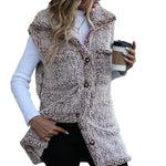 YESFASHION Women Lapel Sleeveless Long Loose Casual Cardigan Vest