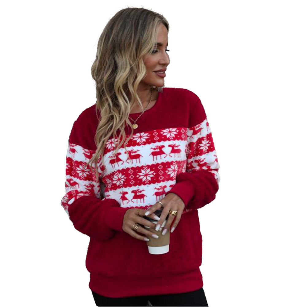 YESFASHION Round Neck Pullover Loose Christmas Style Sweaters