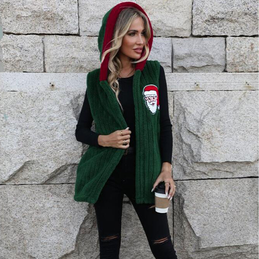 YESFASHION Women Coats Sleeveless Loose Casual Christmas Jacket