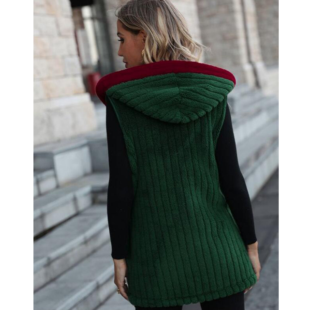 YESFASHION Women Coats Sleeveless Loose Casual Christmas Jacket