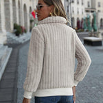 YESFASHION Women Round Neck Long-sleeved Pullover Casual Sweaters