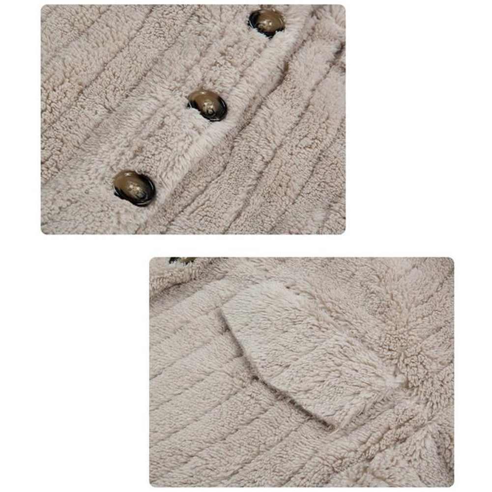 YESFASHION Women Lapel Collar Coat Loose-breasted Striped Casual Jacket PBY-10DP