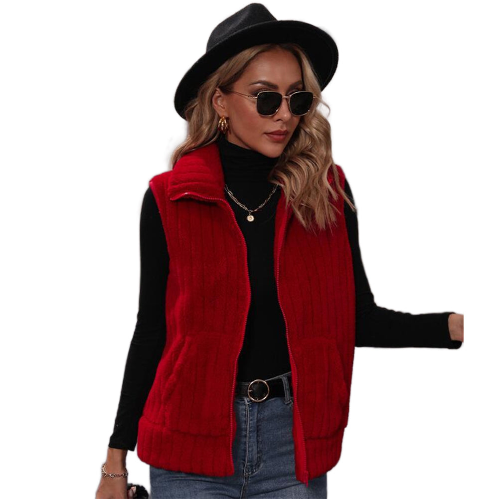 YESFASHION Women Lapel Collar Coats Stripe Zipper Reversible Jacket