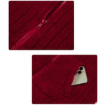 YESFASHION Women Lapel Collar Coats Stripe Zipper Reversible Jacket