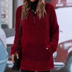 YESFASHION Pullover Zipper Stitching Double-faced Fleece Sweaters