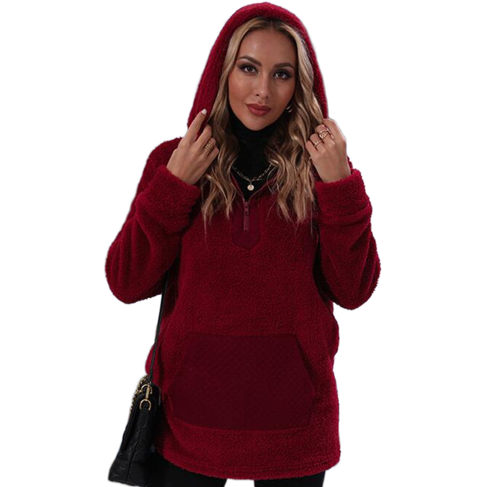 YESFASHION Pullover Zipper Stitching Double-faced Fleece Sweaters
