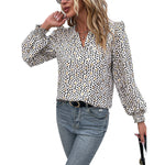 YESFASHION Women Spring Tops New Long Sleeve Bronzing Ruffle Shirts