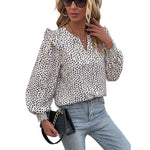 YESFASHION Women Spring Tops New Long Sleeve Bronzing Ruffle Shirts