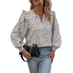 YESFASHION Women Spring Tops New Long Sleeve Bronzing Ruffle Shirts