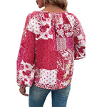 YESFASHION Fashion Women Inner Tie Long-sleeved Floral Shirt