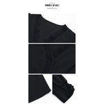 YESFASHION Women Tops Spring New Long-sleeved V-neck Lace Shirt