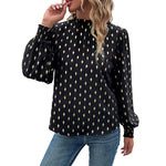 YESFASHION Women Tops New Half Turtleneck Long Sleeve Bronzing Shirt