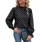 YESFASHION Women Tops New Half Turtleneck Long Sleeve Bronzing Shirt