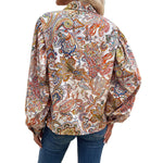 YESFASHION Women Spring New Lapel Long Sleeve Tops Printed Shirt