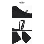 YESFASHION Women Spring New Irregular Black Strapless Shirt