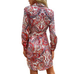 YESFASHION Women Spring New Print Long Sleeve One-piece Dress