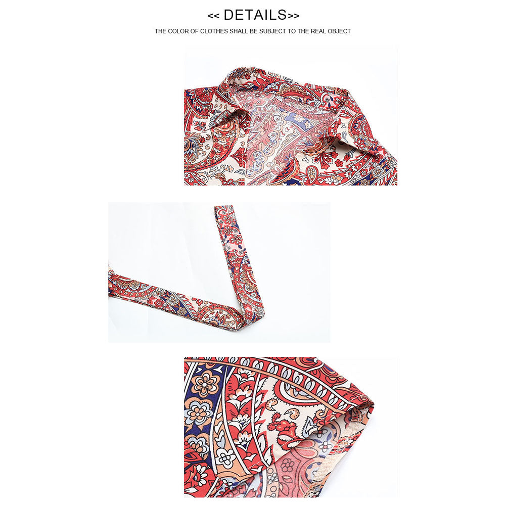 YESFASHION Women Spring New Print Long Sleeve One-piece Dress