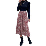 YESFASHION Women Spring Half-high Collar Stitching Puff Sleeve Dress