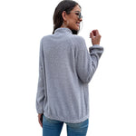 YESFASHION Color Block Long Sleeve Mock Neck Fleece Sweatshirts